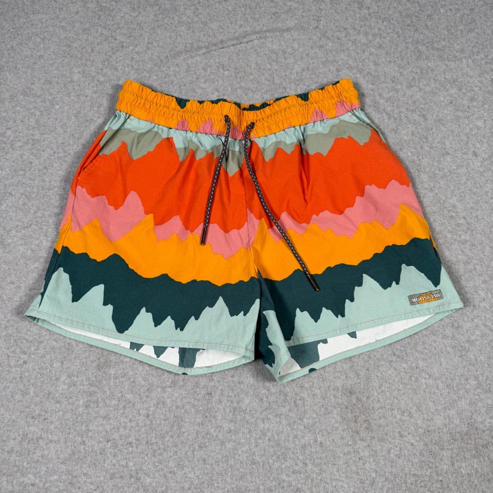 Moosejaw Womens XL Mountain Print Shorts Multicolor Elastic Waist Hiking Outdoor